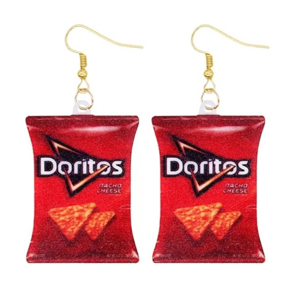 Doritos Nacho Cheese Chip Bag Earrings